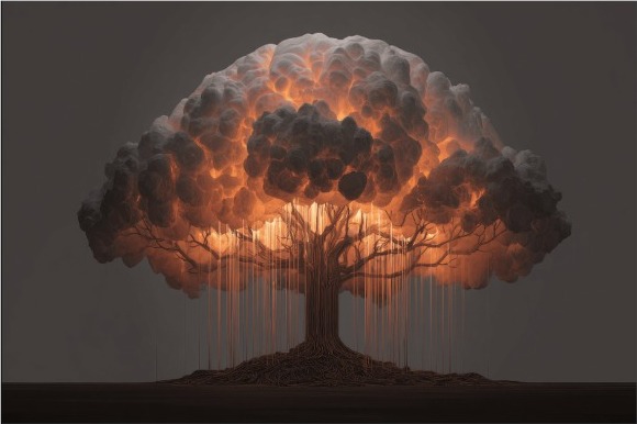 Illuminated branching form representing proactive measurable improvement