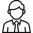 Schwarzes Pixel-Art-Symbol einer Person in einem Anzug, die zwei Aktenkoffer hält.