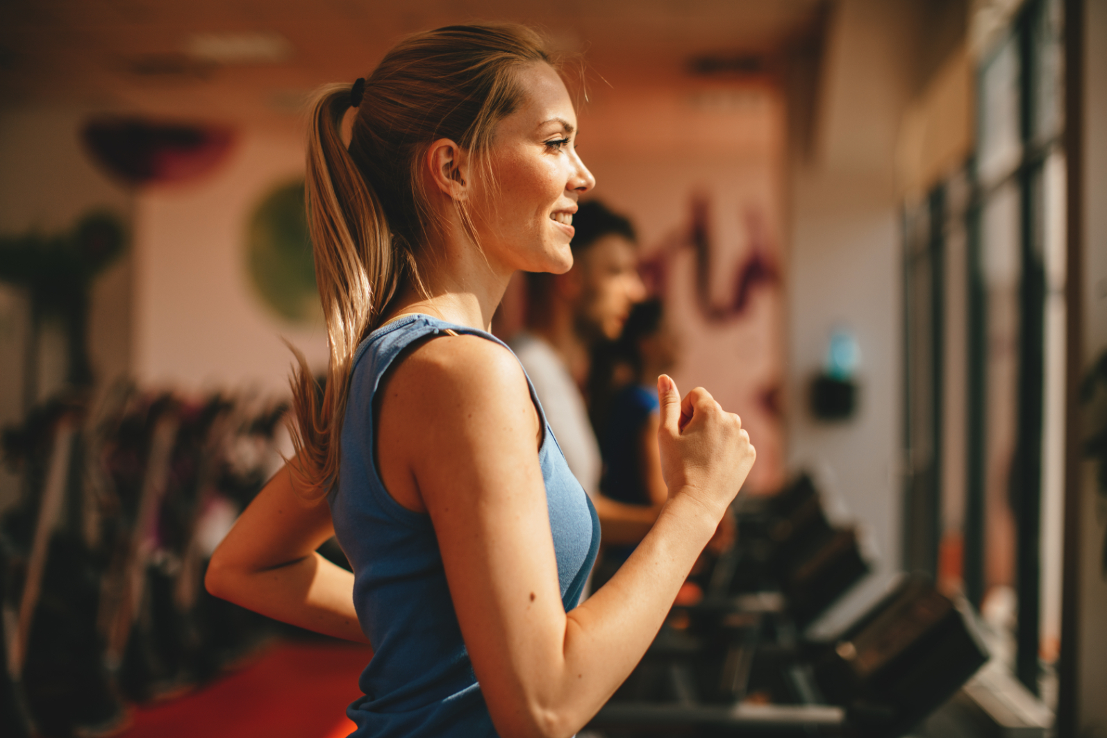 Woman running on treadmill