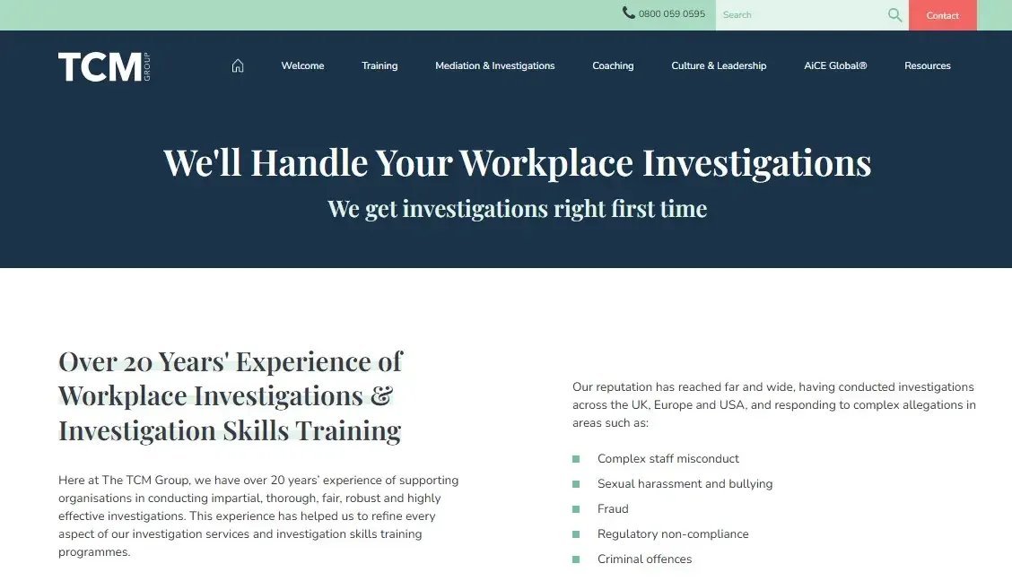 The TCM Group website