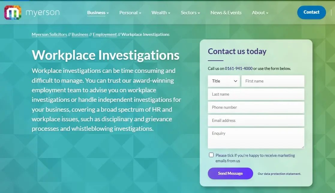 Myerson Solicitors website