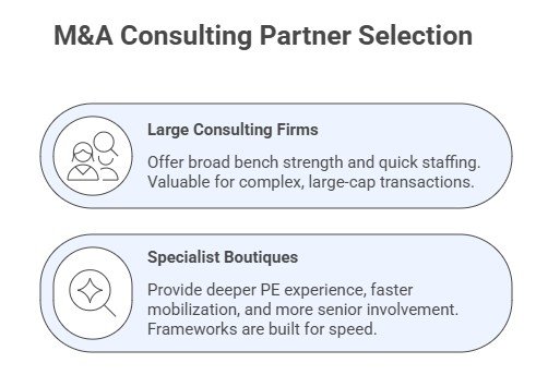 M&A consulting partner selection: large consulting firms versus specialist boutiques