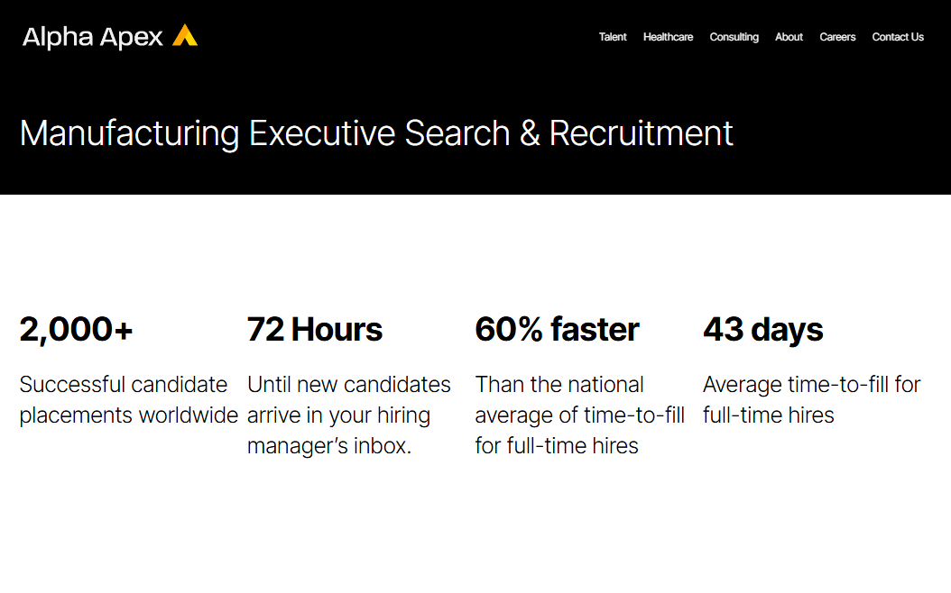 Alpha Apex Group manufacturing executive search and recruitment page