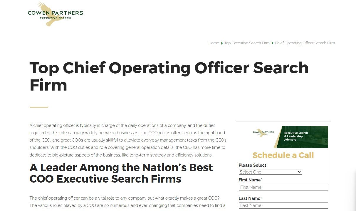 Cowen Partners Executive Search website