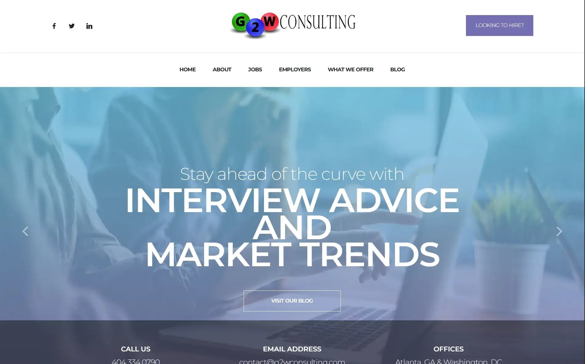 G2W Consulting website