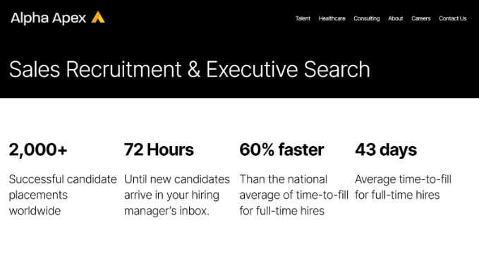 Alpha Apex Group sales recruitment and executive search page