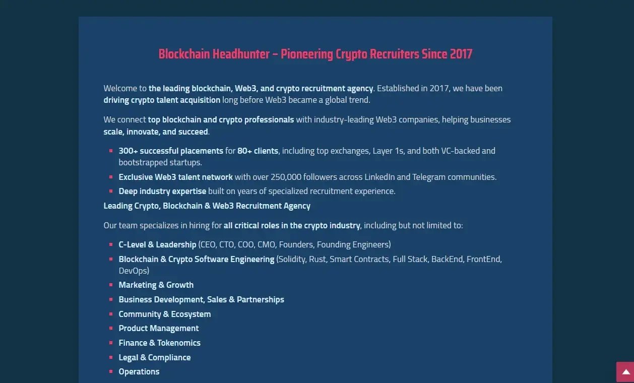 Blockchain Headhunter website