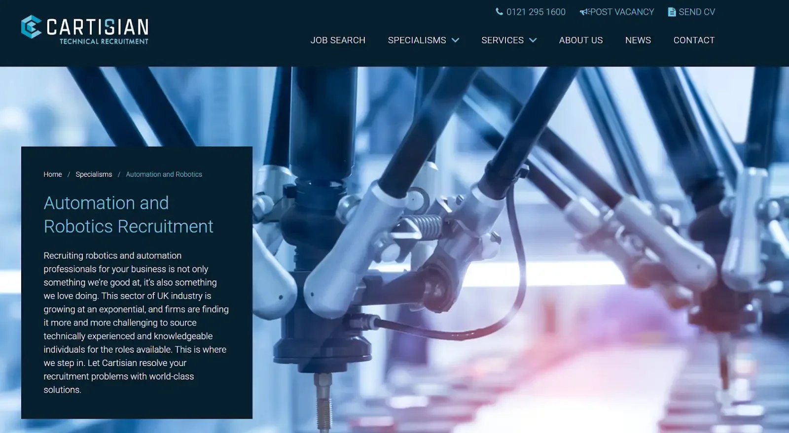 Cartisian Technical Recruitment website