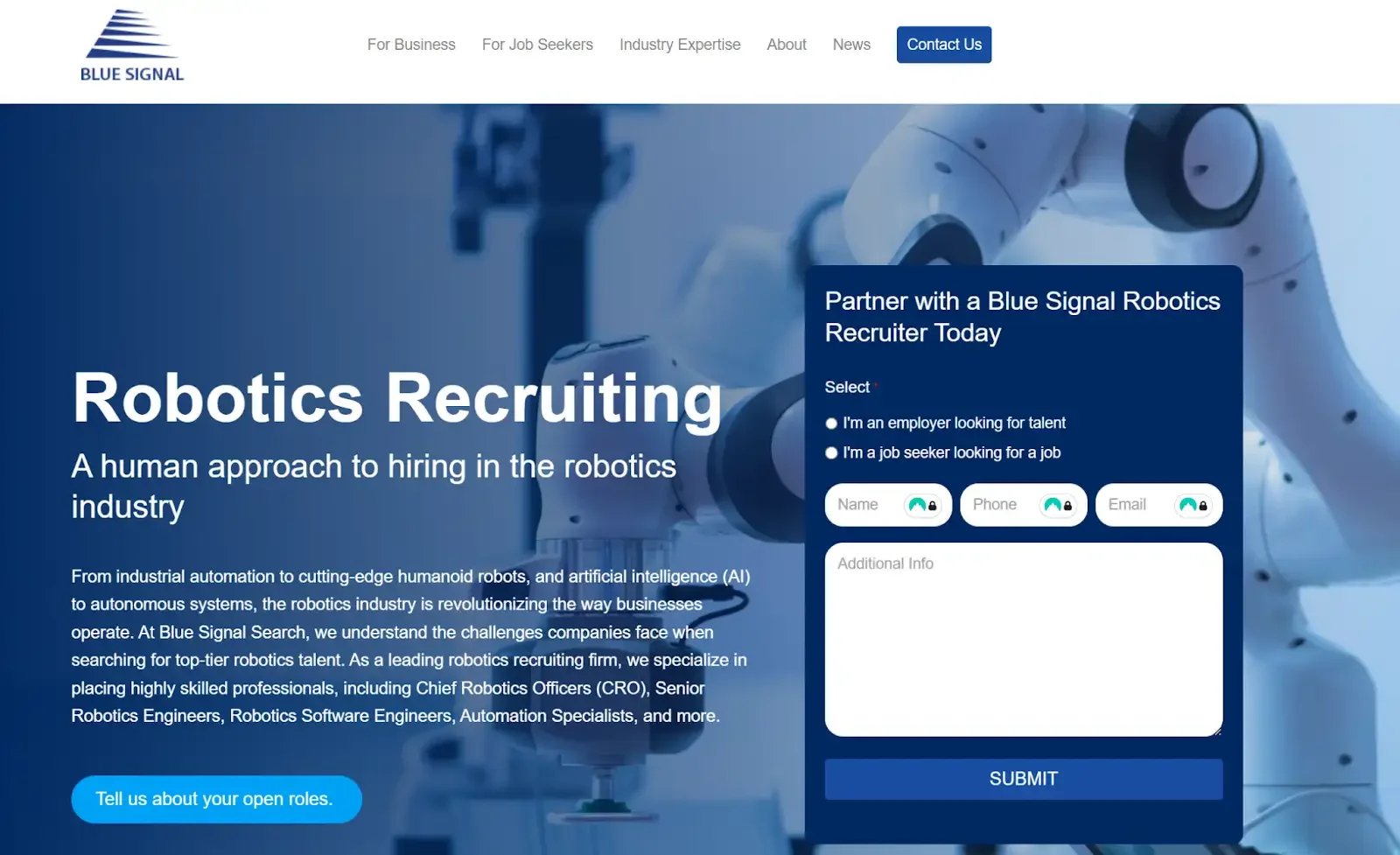 Blue Signal Search website