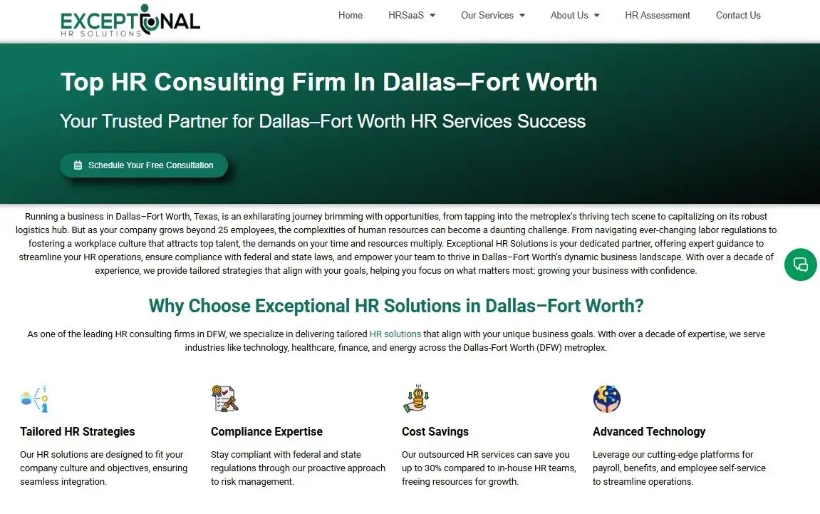 Exceptional HR Solutions website
