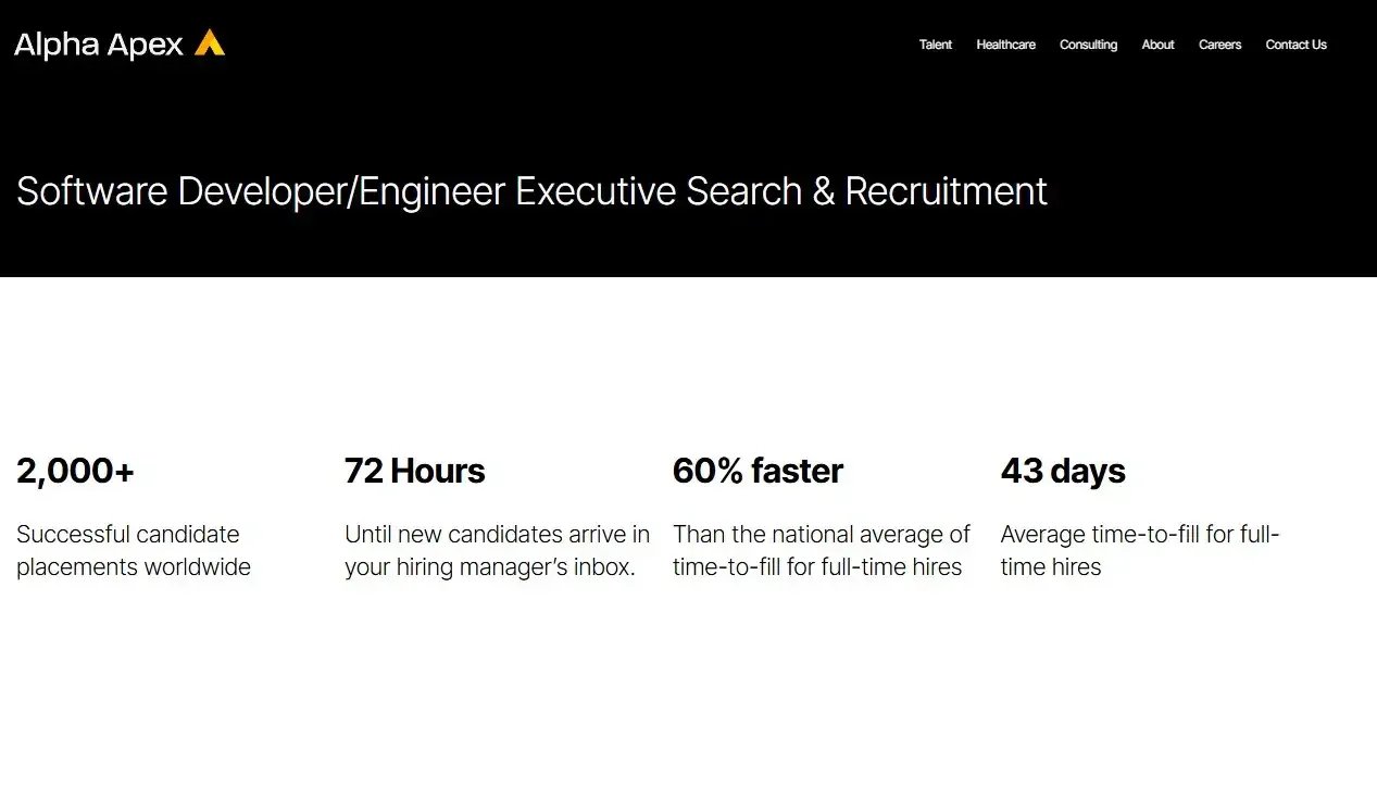 Alpha Apex Group software developer and engineer executive search page