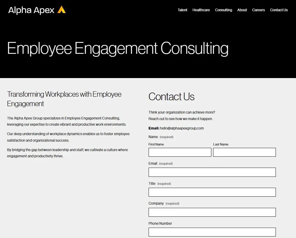 Alpha Apex Group employee engagement consulting page
