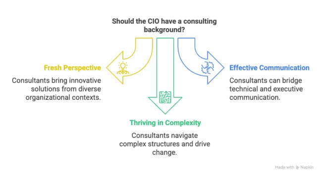 Should the CIO have a consulting background: fresh perspective, effective communication, thriving in complexity