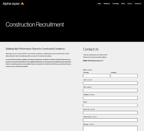 Alpha Apex Group construction recruitment page