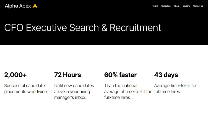 Alpha Apex Group CFO Executive Search and Recruitment page