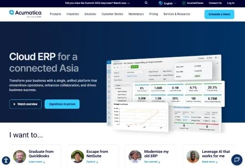 Acumatica Cloud ERP website