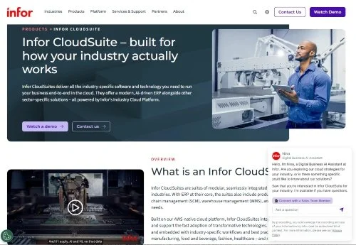 Infor CloudSuite Aerospace & Defense website