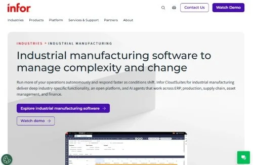 Infor CloudSuite Industrial Manufacturing website