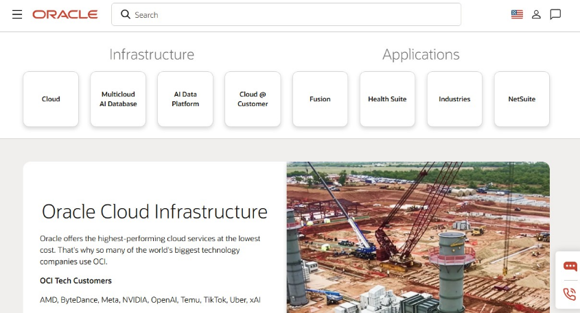 Oracle Fusion Cloud ERP website
