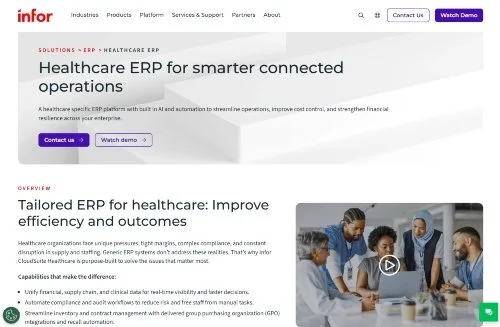 Infor CloudSuite Healthcare website