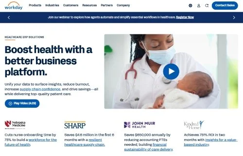 Workday Healthcare website