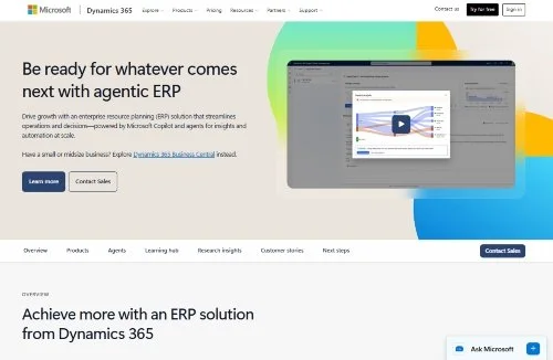 Microsoft Dynamics 365 website