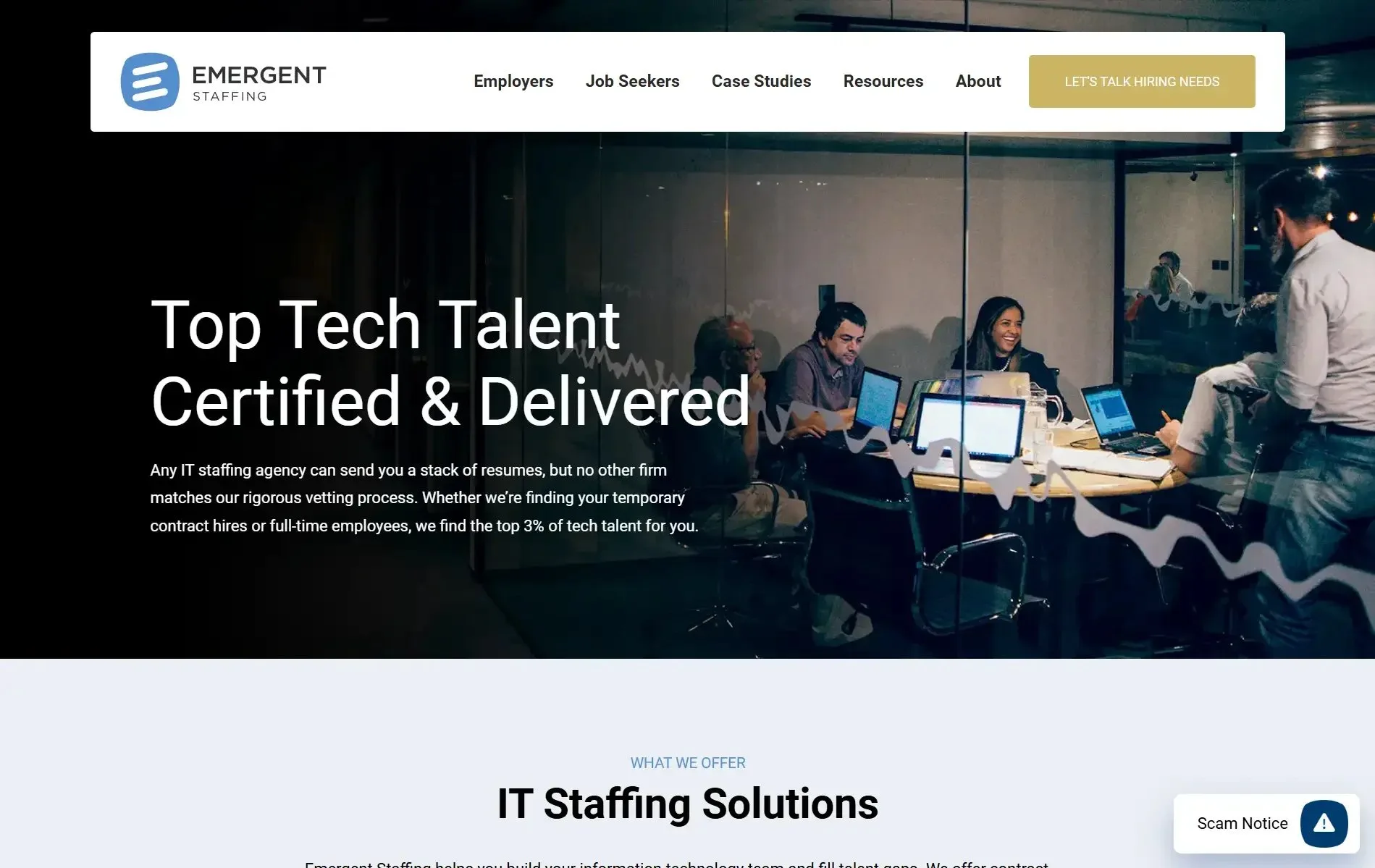 Emergent Staffing website
