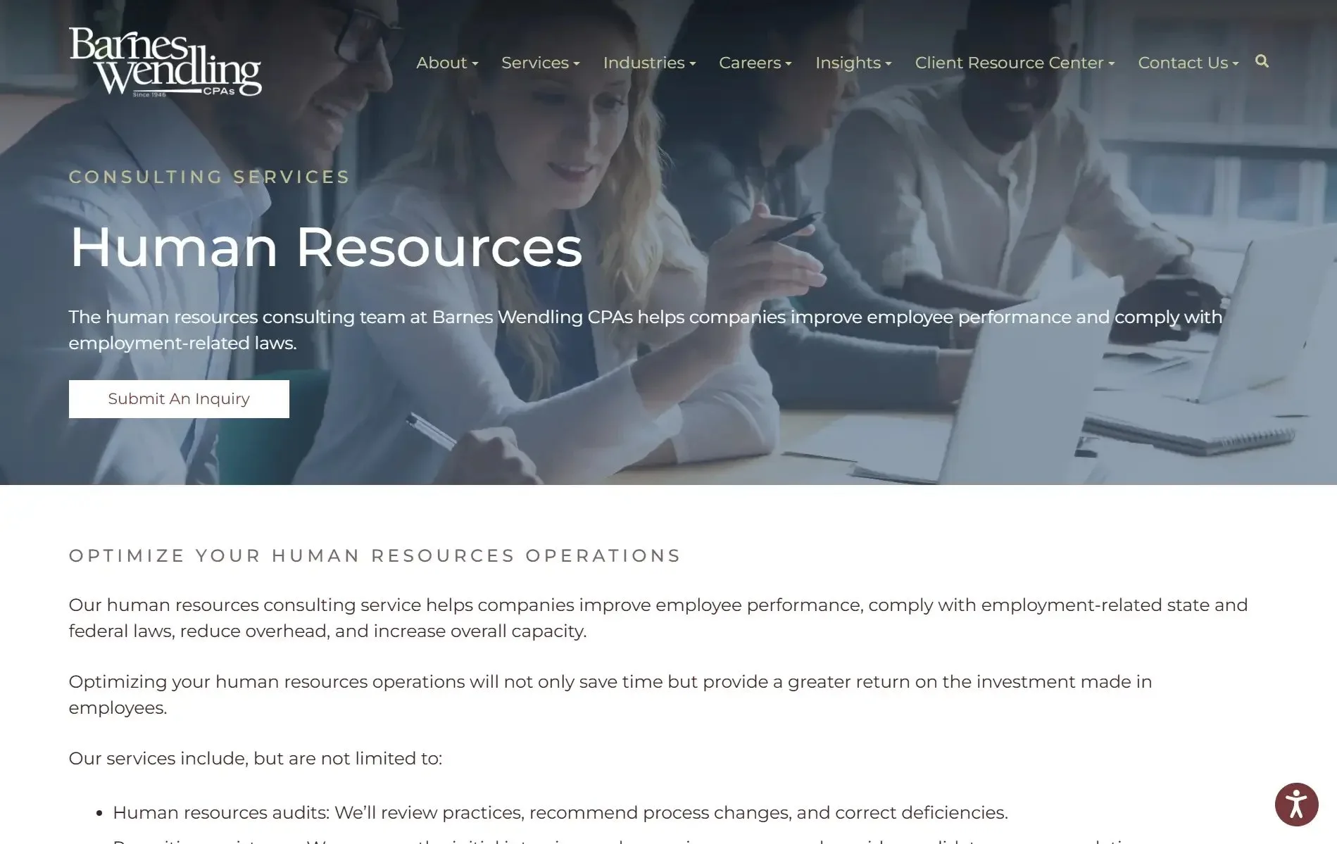 Barnes Wendling CPAs website