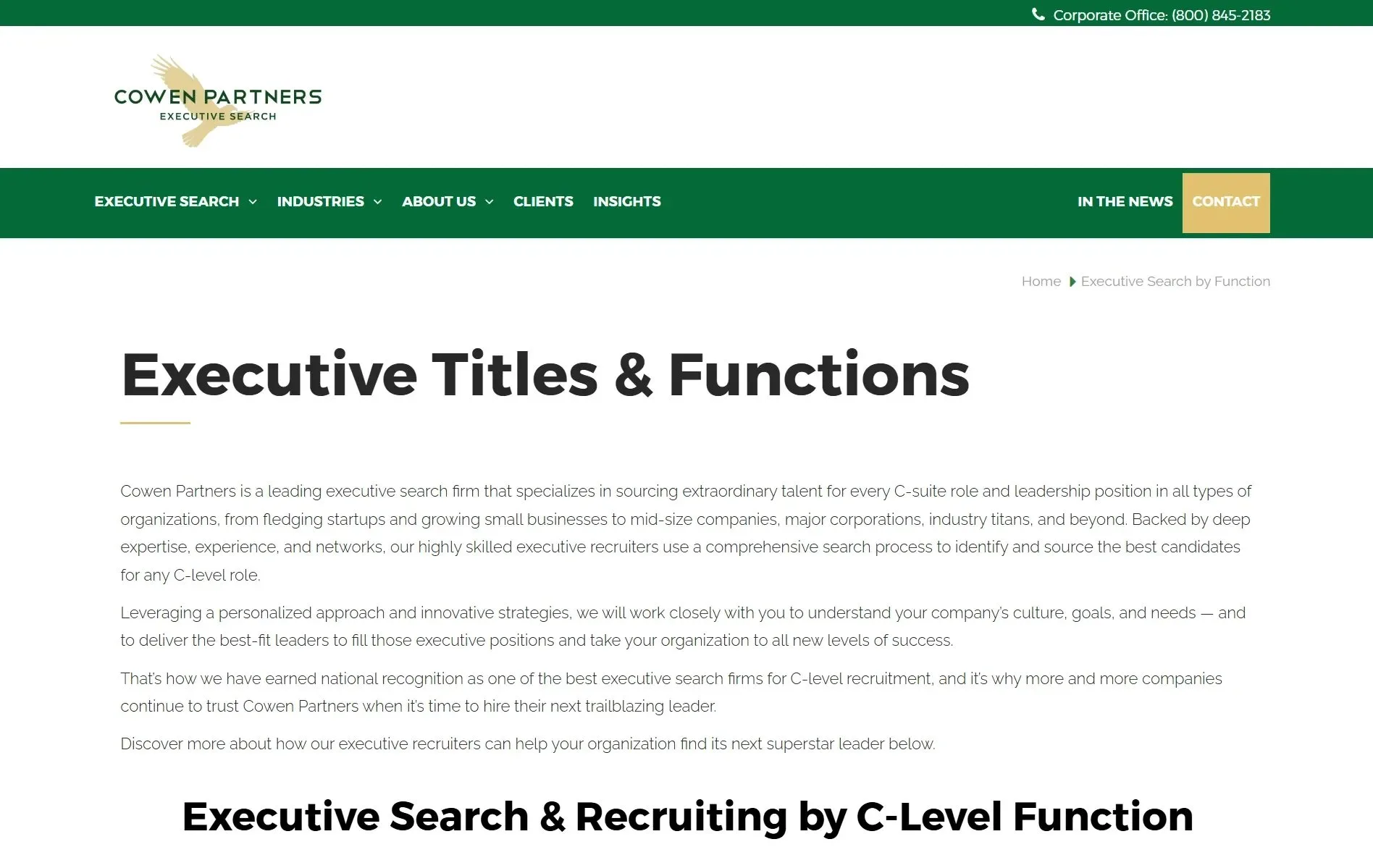 Cowen Partners website