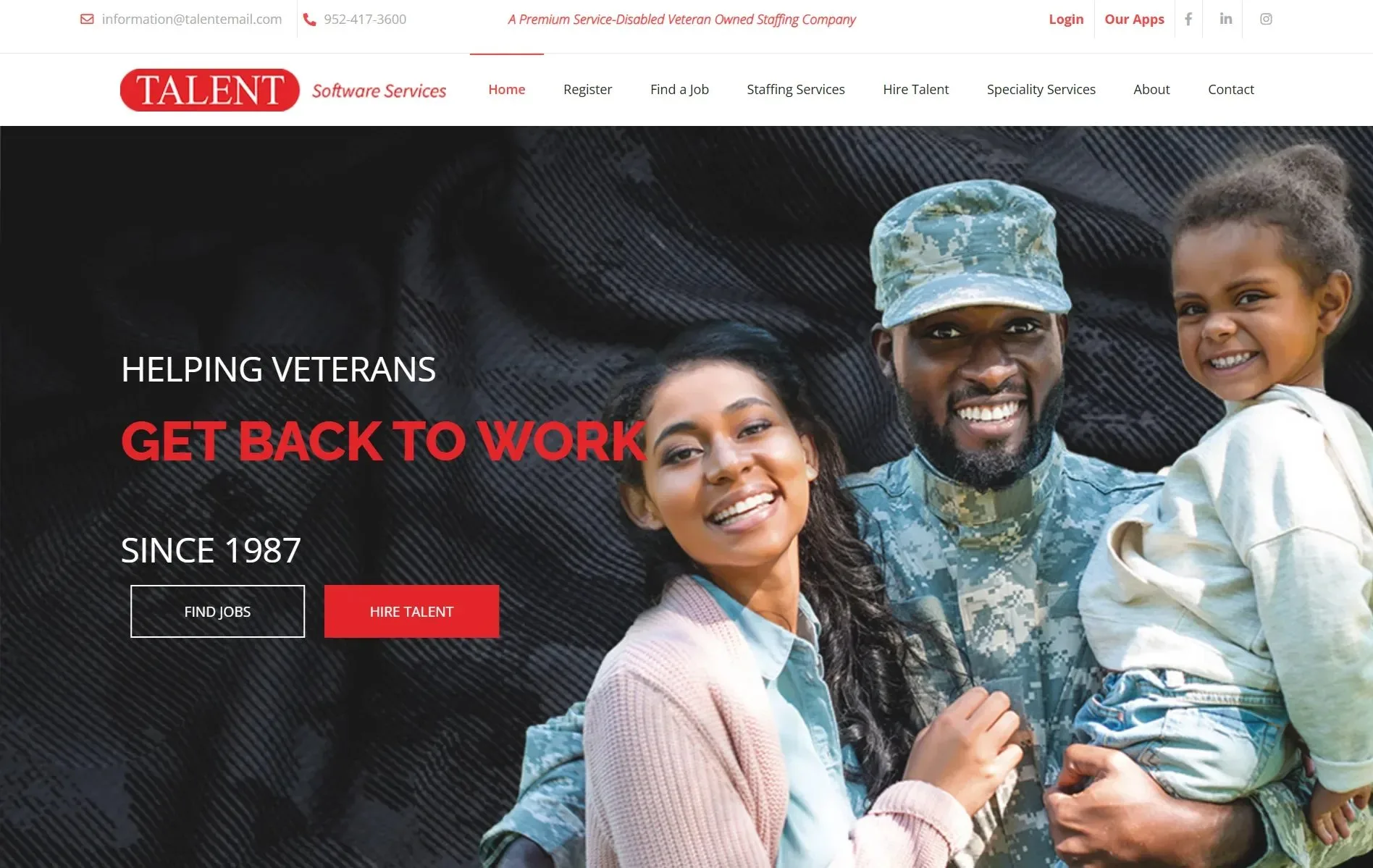 Talent Staffing Services website