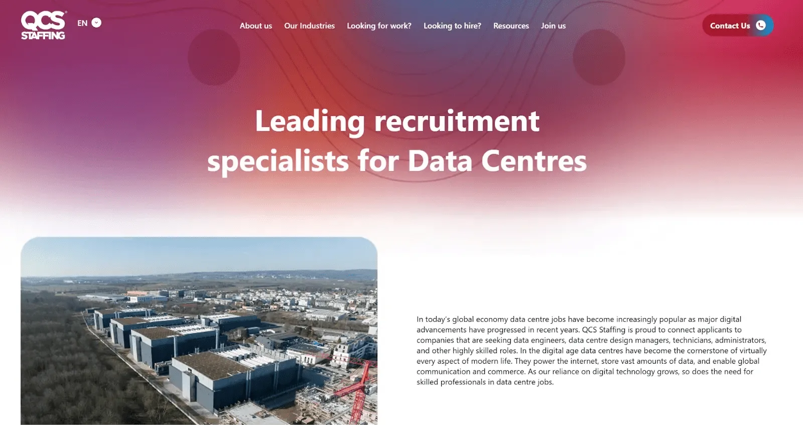 QCS Staffing website