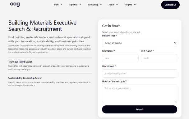 Alpha Apex Group Building Materials Executive Search