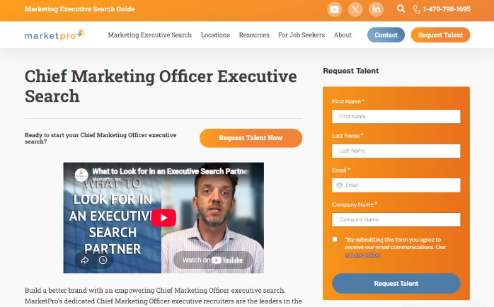MarketPro supports firms in finding senior marketing and CMO executives.