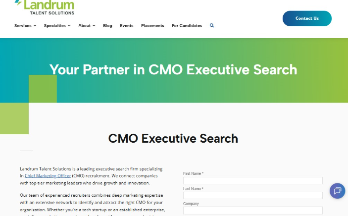 Landrum Talent Solutions provides executive recruitment for CMO positions.