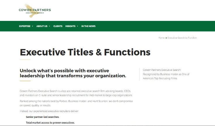 Cowen Partners website