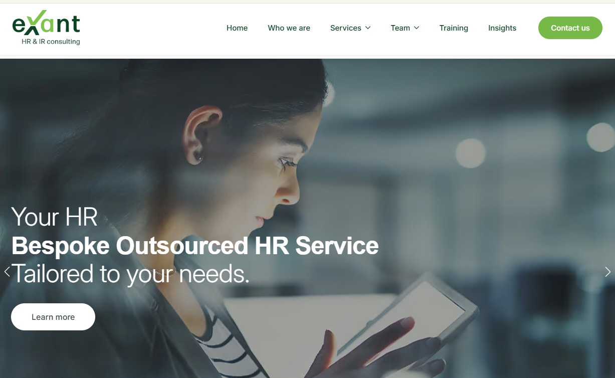 Exant HR & IR Consulting website
