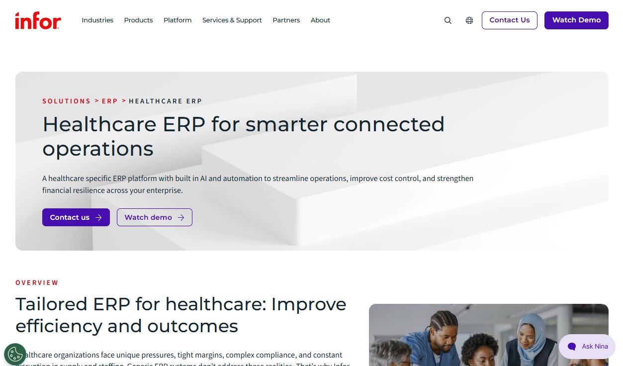 Infor CloudSuite Healthcare website