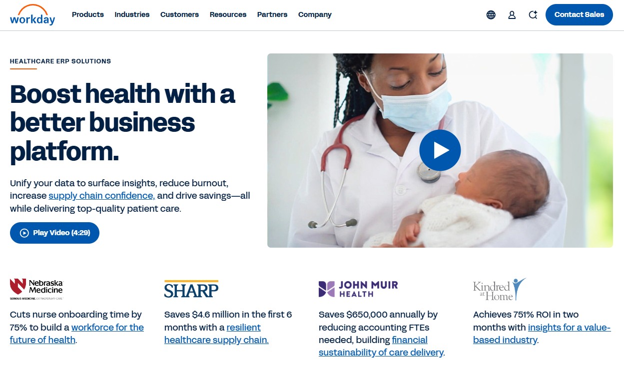 Workday Healthcare website