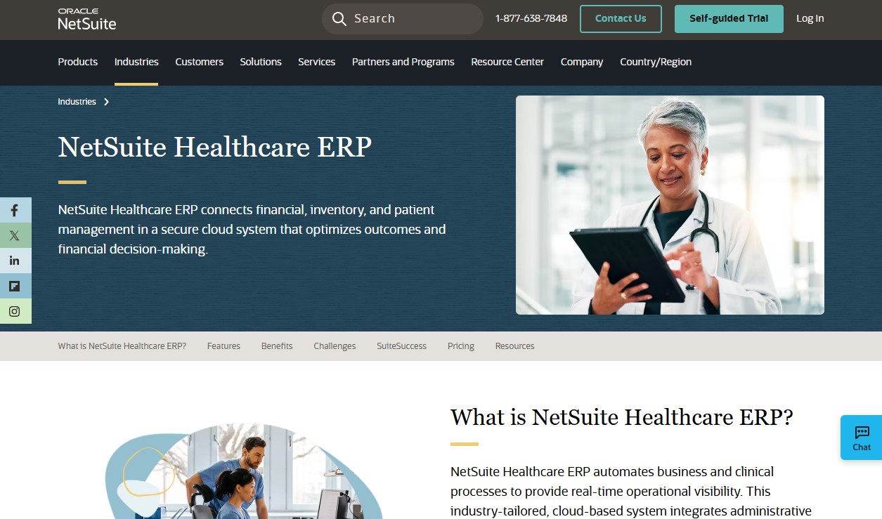 NetSuite for Healthcare website