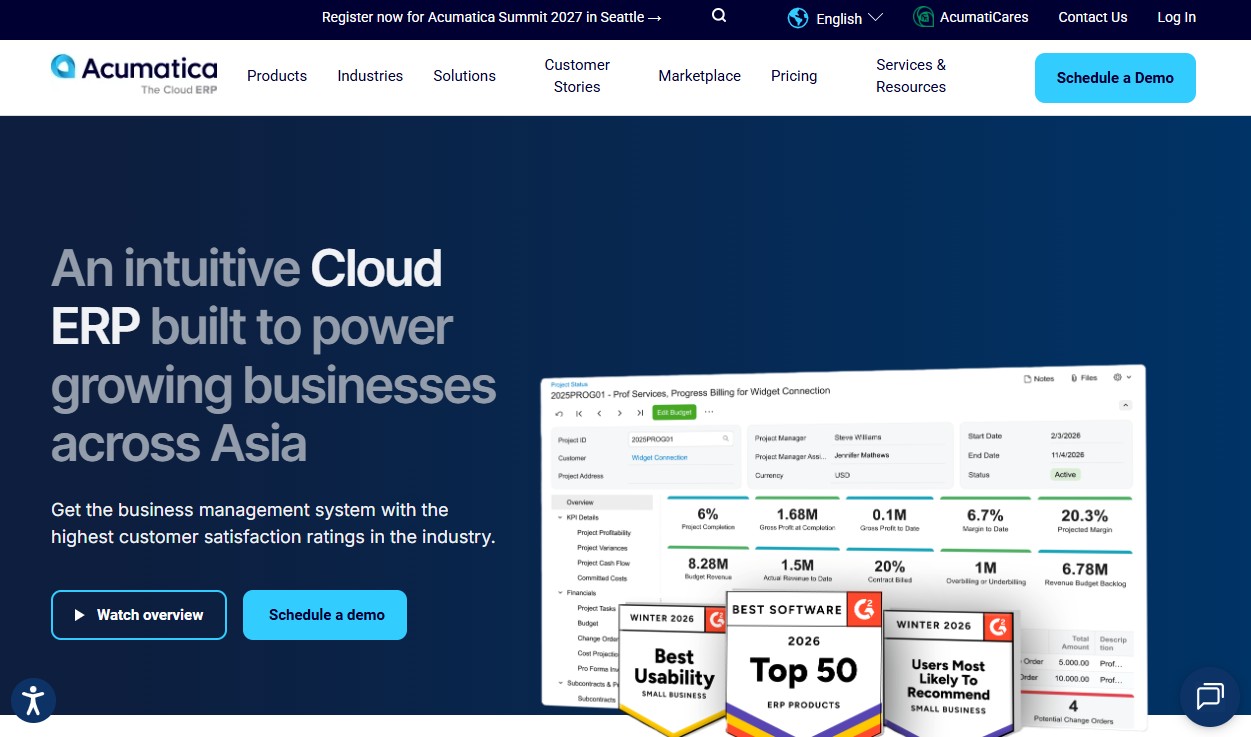 Acumatica Cloud ERP website
