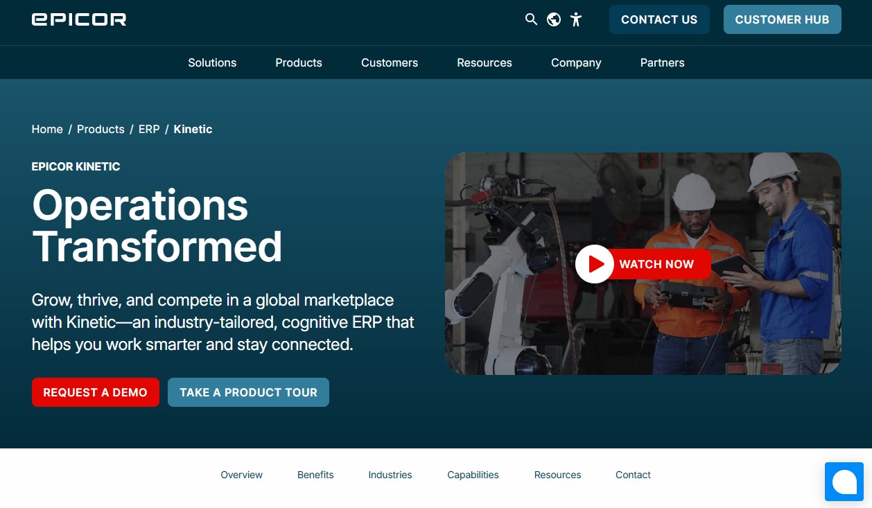 Epicor Kinetic website