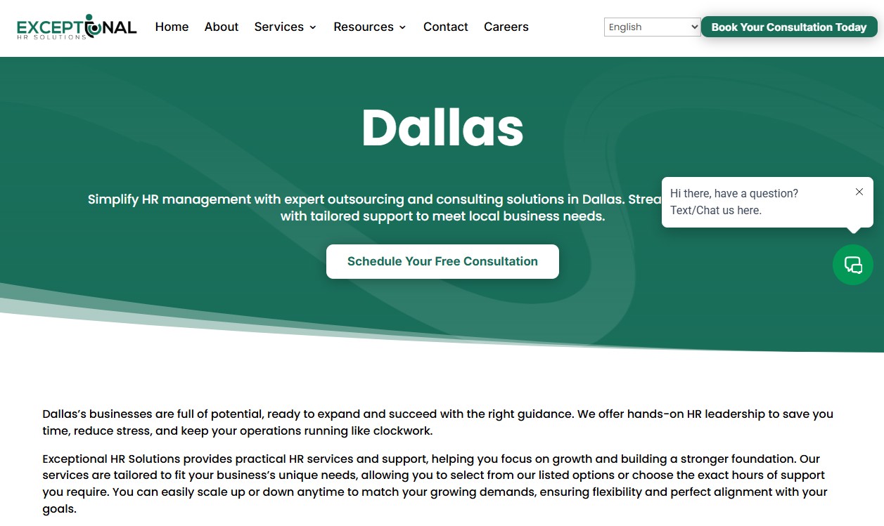 Exceptional HR Solutions website