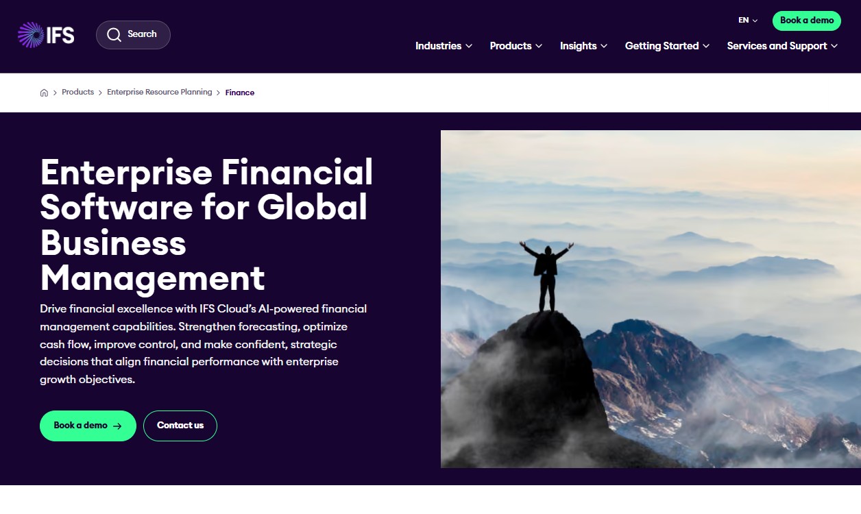 IFS Cloud Finance website
