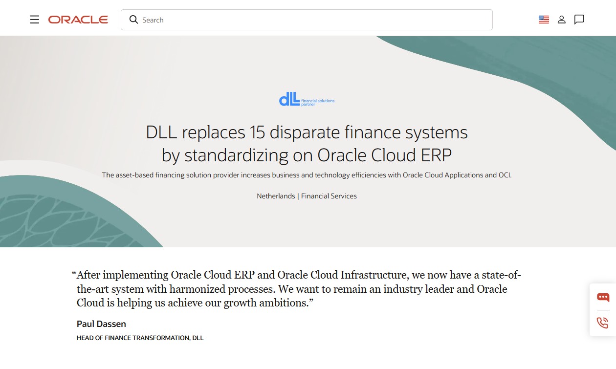 Oracle Fusion Cloud ERP website