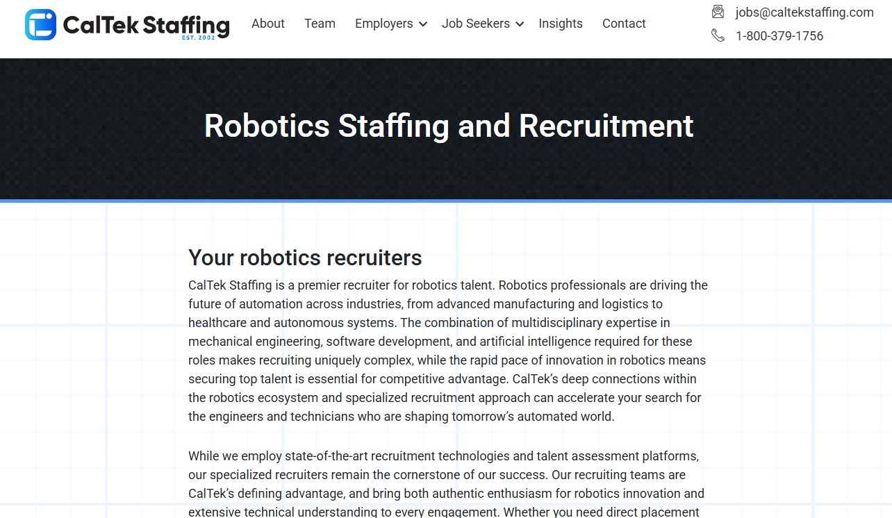 CalTek Staffing website