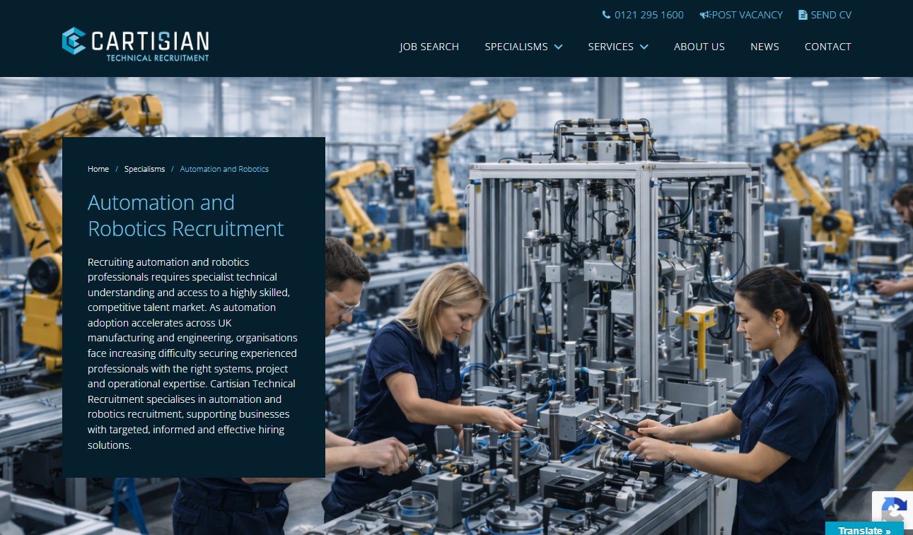 Cartisian Technical Recruitment website