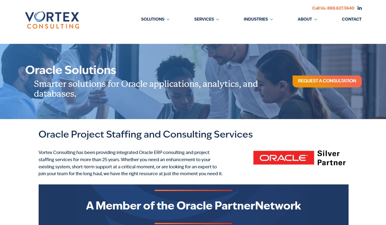 Vortex Consulting website