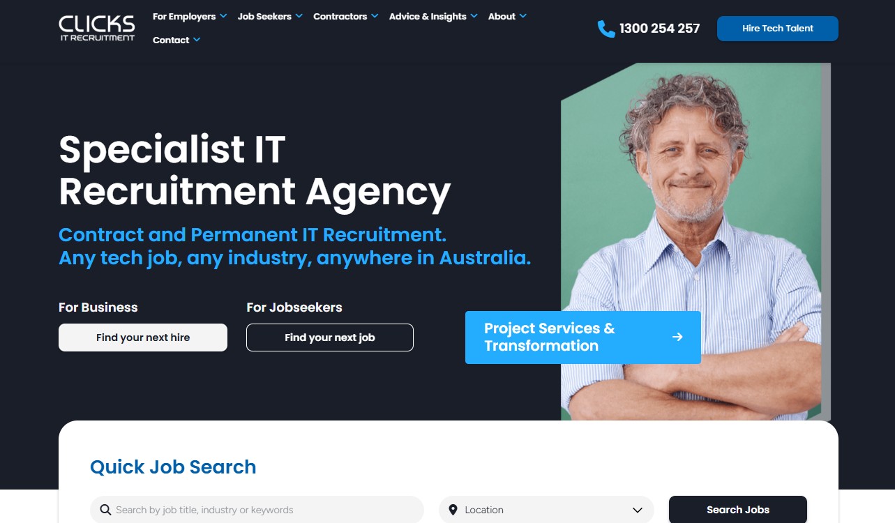 Clicks IT Recruitment website