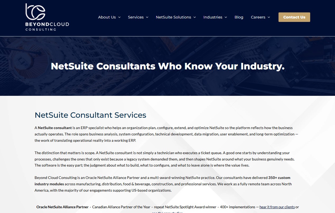 Beyond Cloud Consulting website