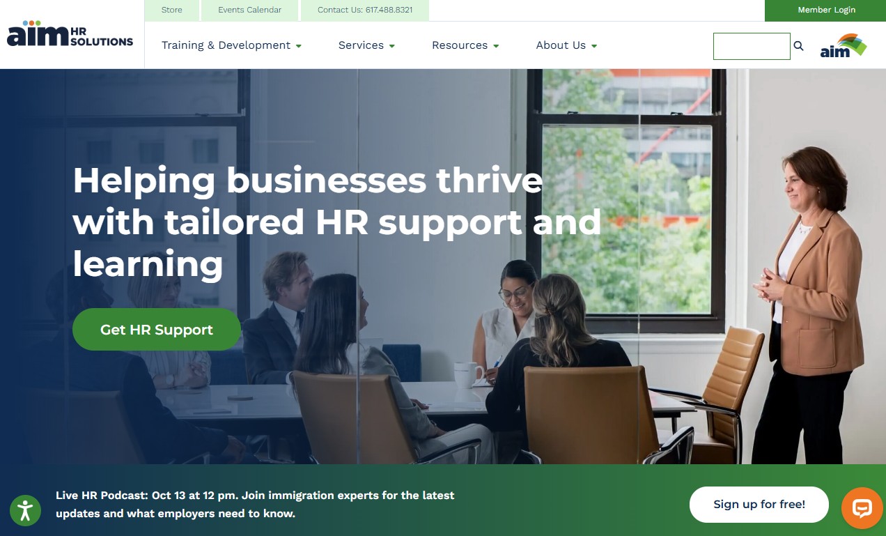AIM HR Solutions website
